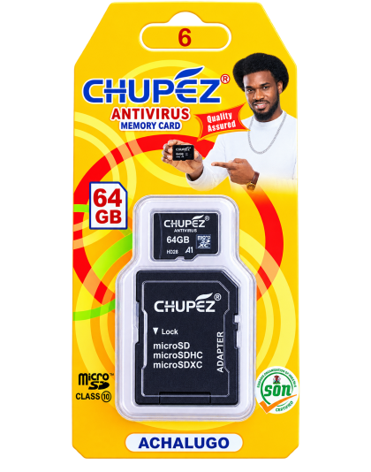 CHUPEZ 64GB Antivirus MicroSD Memory Card Class 10 with SD Adapter – A1 Storage for Phones, Cameras &amp; CCTV